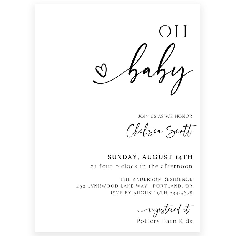 Minimalist Baby Shower Invitation | www.foreveryourprints.com