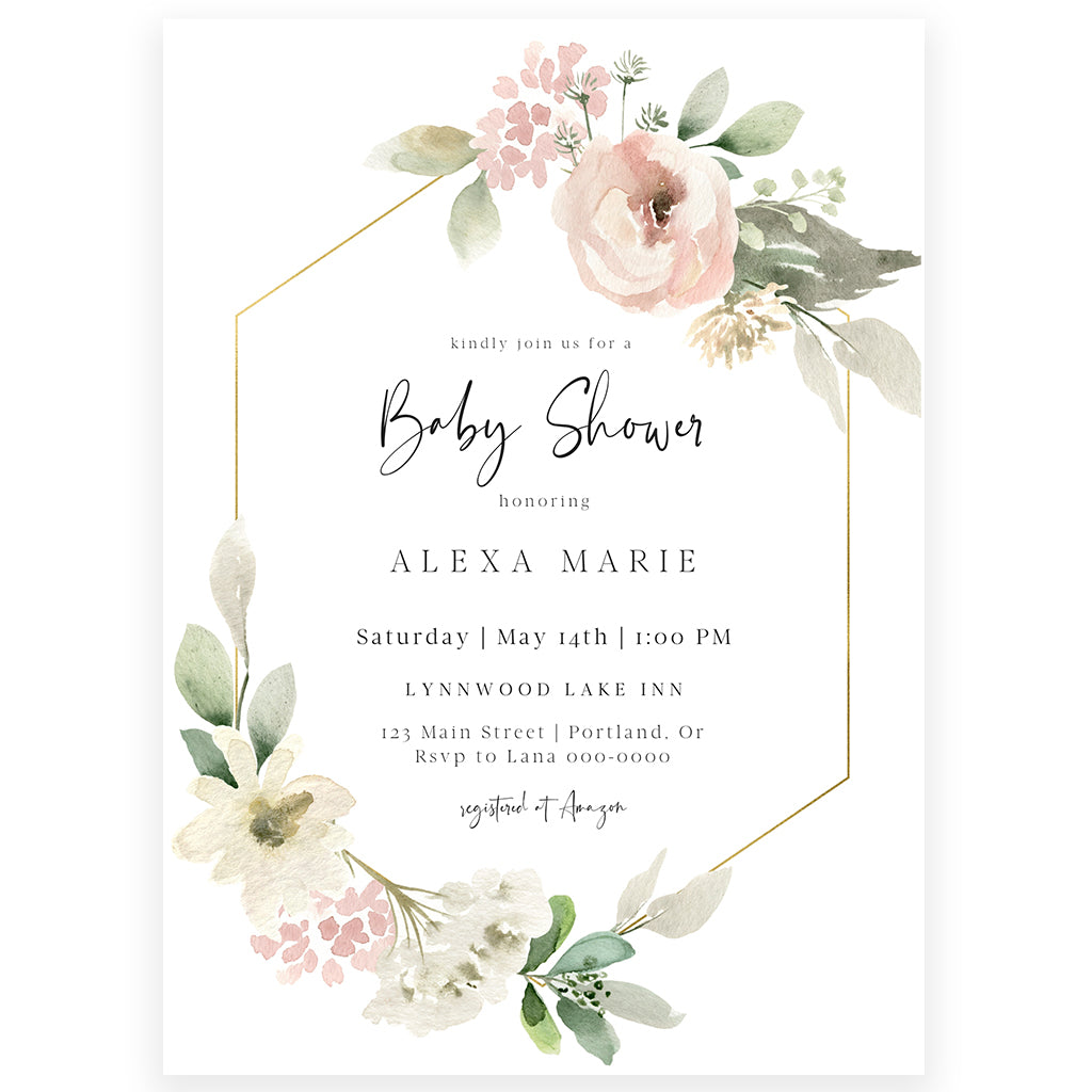 Baby Shower Invitation Blush Florals | www.foreveryourprints.com