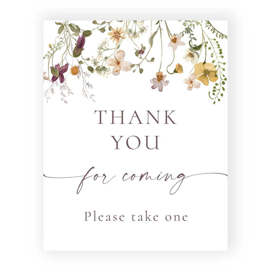 Wildflower Thank You Table Sign Template - Customizable Event Decor | www.foreveryourprints.com