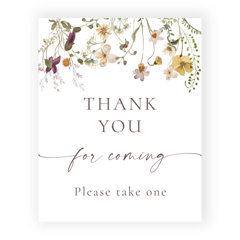 Wildflower Thank You Table Sign Template - Customizable Event Decor | www.foreveryourprints.com