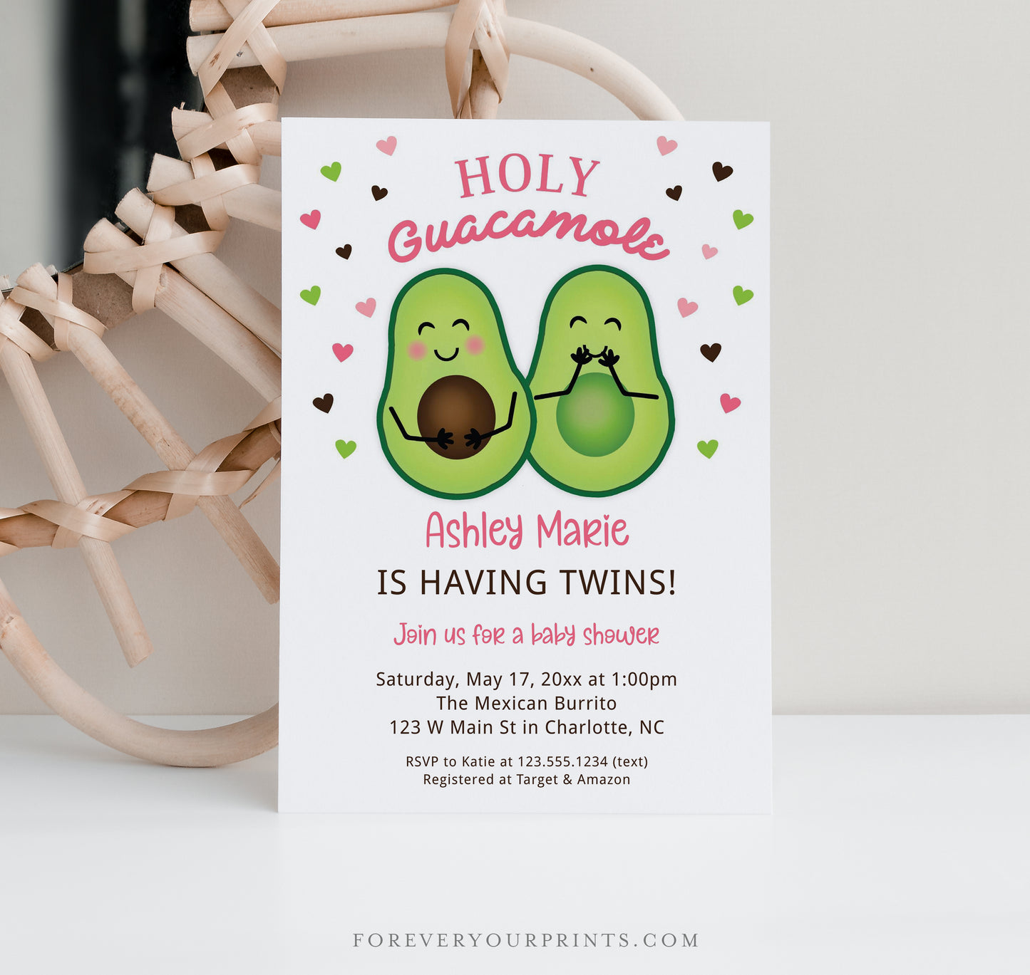 Baby Shower Invitation Holy Guacamole | www.foreveryourprints.com