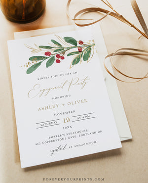 Winter Engagement Invitation Template | www.foreveryourprints.com
