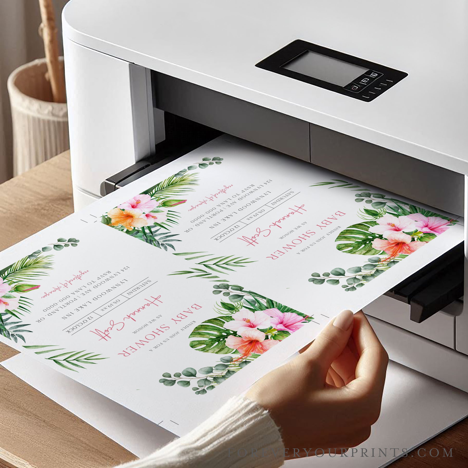 Tropical Baby Girl Shower Invitation | www.foreveryourprints.com