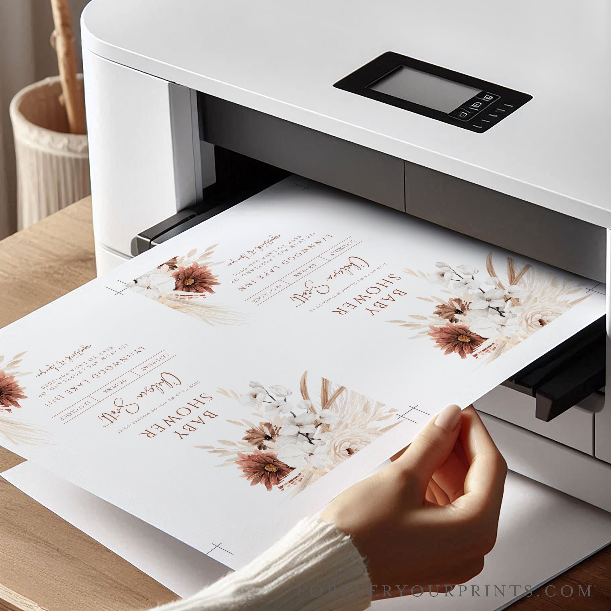 Boho Floral Baby Shower Invite | www.foreveryourprints.com