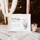 Eucalyptus and gold mimosa bar sign template with watercolor botanical branch and calligraphy script, editable in Canva