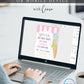 Pastel ice cream sprinkle first birthday party invitation template with watercolor ice cream cone and colorful sprinkles, editable in Canva