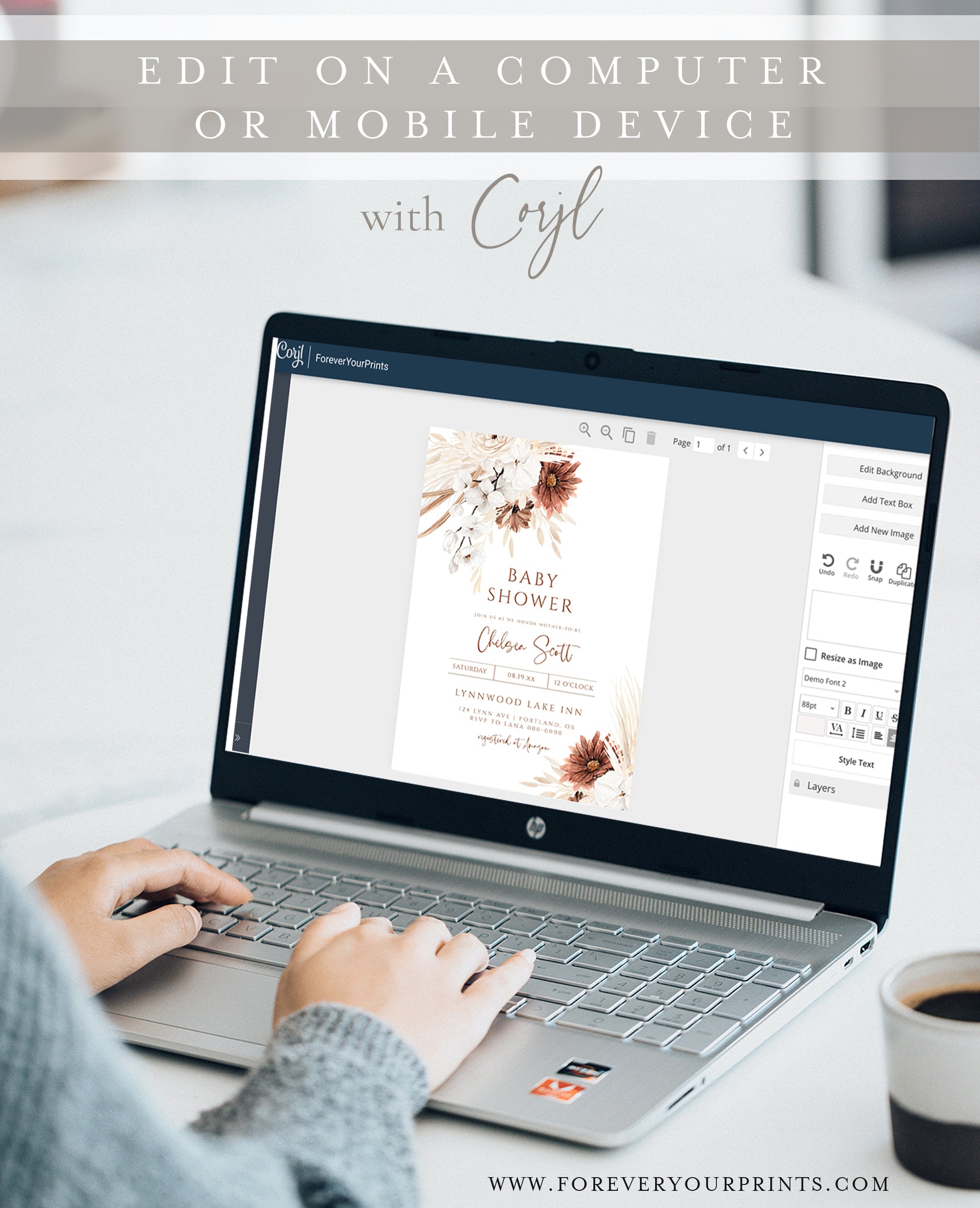 Boho Floral Baby Shower Invite | www.foreveryourprints.com