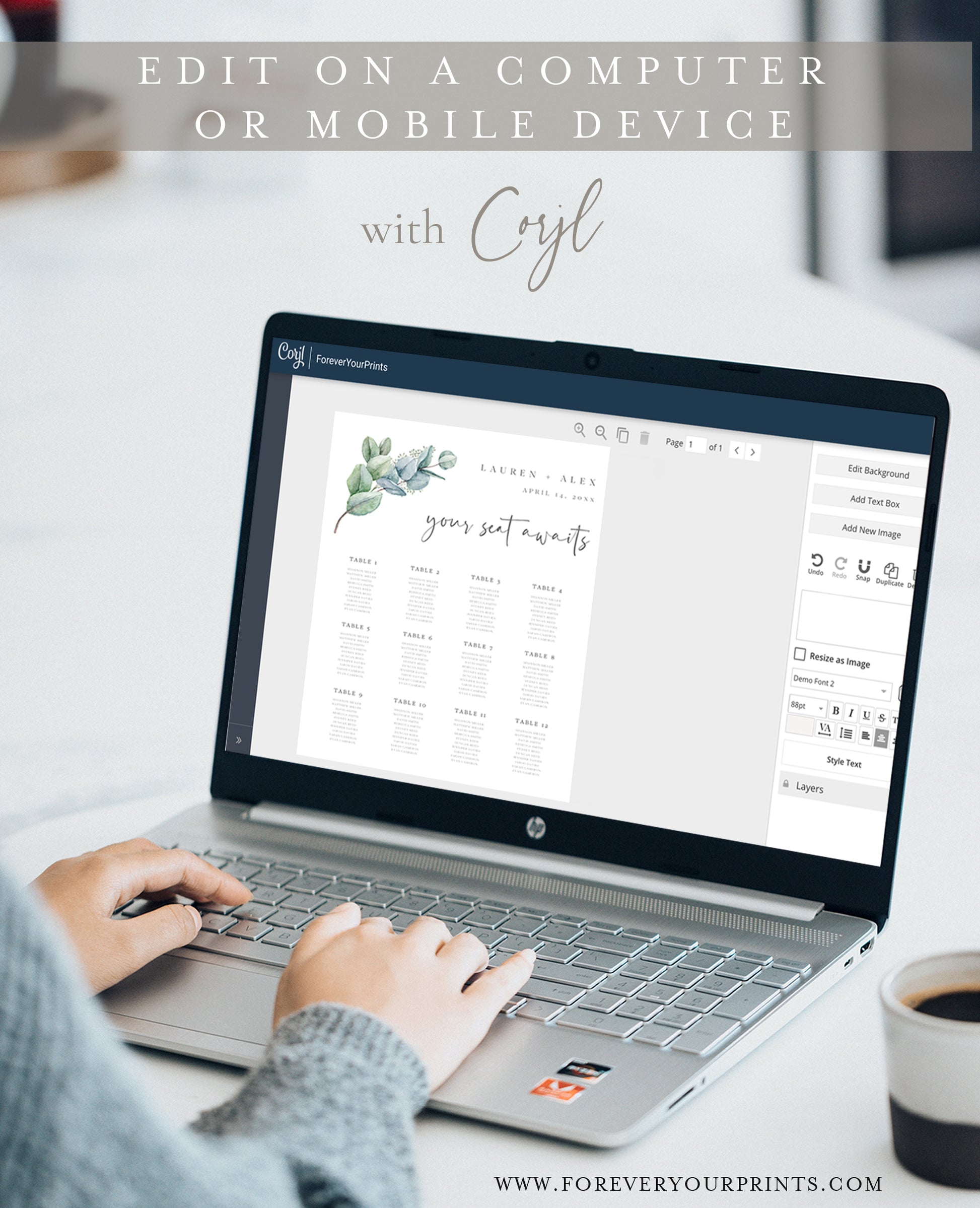 Eucalyptus Seating Chart Template | www.foreveryourprints.com