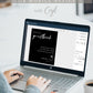 Black minimalist photo guestbook sign with elegant script and serif font, editable for wedding decor | www.foreveryourprints.com