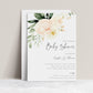 Modern baby shower invite with elegant watercolor flowers | www.foreveryourprints.com