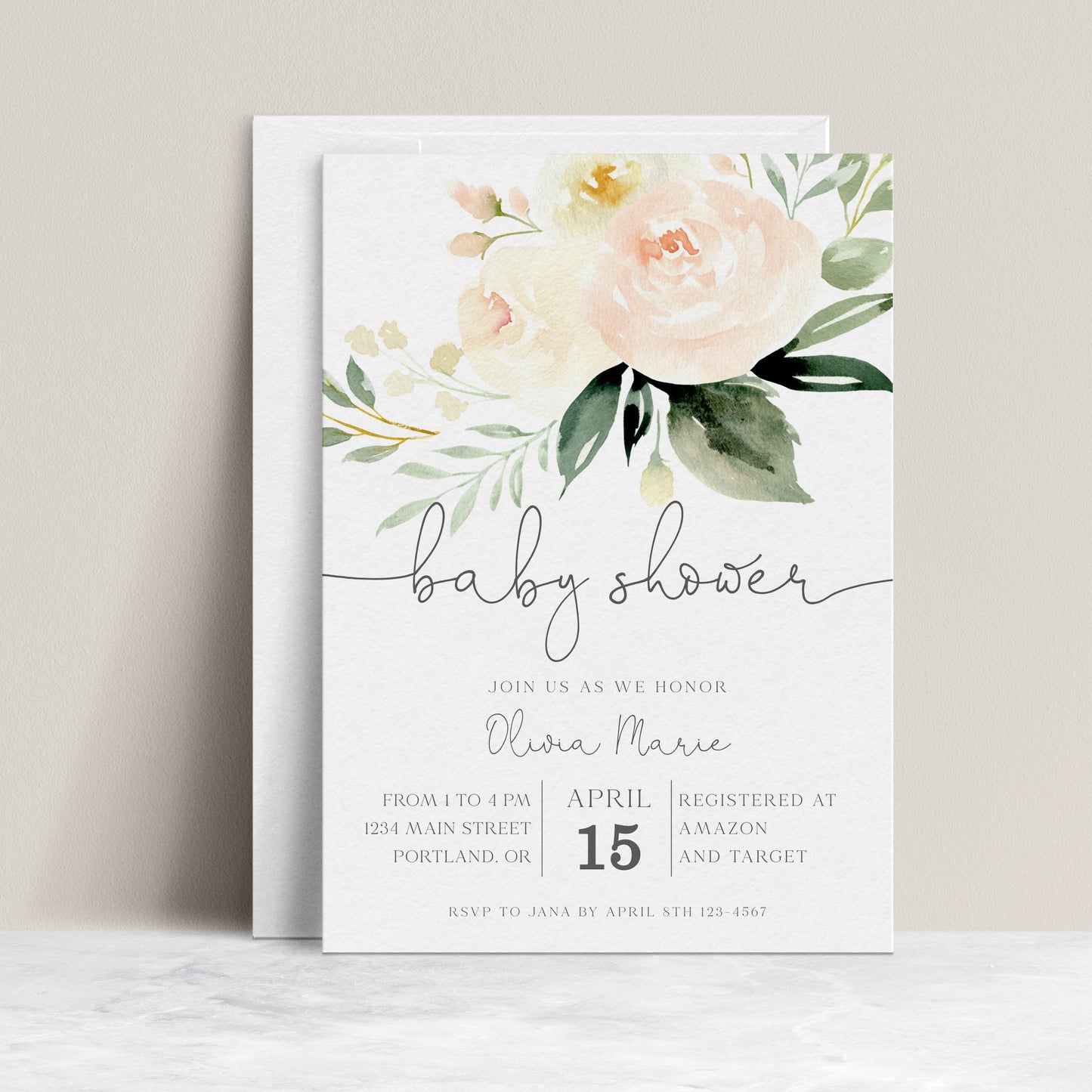 Floral Baby Shower Invitation | www.foreveryourprints.com
