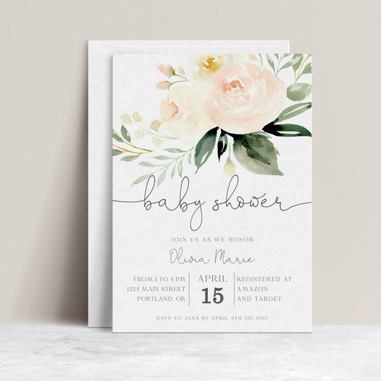 Floral Baby Shower Invitation | www.foreveryourprints.com