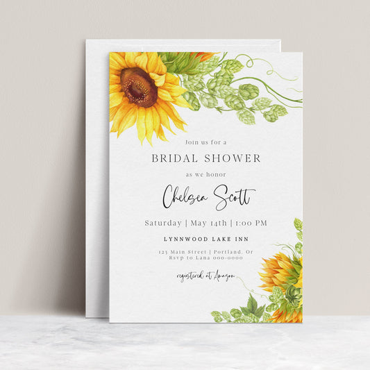 Sunflower Bridal Shower Invitation | www.foreveryourprints.com