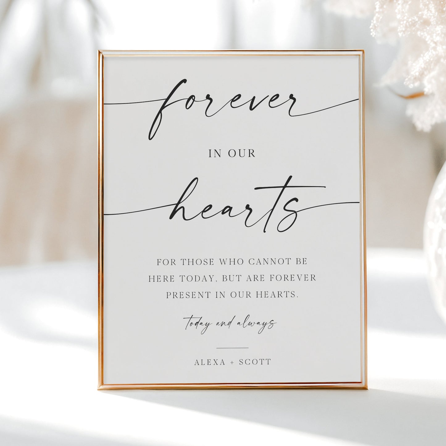 Minimalist wedding memorial sign in loving memory printable | www.foreveryourprints.com