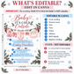 Baby It’s Cold Outside baby shower invitation with pink knit baby clothes, snowflakes, pink bows, pine branches, pinecones, and winter baby girl shower details