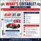 Race car first birthday invitation with red vintage race car, checkered flags, varsity ONE lettering, racing stripes, stars, and bold boys 1st birthday details