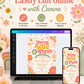 Young wild and three birthday invitation with groovy retro lettering, colorful flowers, rainbow waves, hearts, stars, and boho pink orange sage details