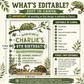 Reptile birthday invitation with chameleon, snake, frog, turtle, leafy greenery, and rustic animal encounter birthday party details
