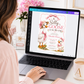 Editable silly goose baby shower invitation Canva template with illustrated mama goose in straw hat and polka dot bow, baby gosling with pink ruffle bow, wildflowers, and satin pink bow frame on a white background