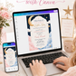 Twinkle twinkle little star gender reveal invitation with a moon, gold stars, and pink and blue clouds
