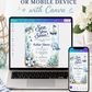 Editable sea you soon baby shower invitation Canva template with watercolour sea turtle, whale, octopus, seahorse, sailboat, anchor life ring, shells, and starfish in soft blue tones with wave border on a white background