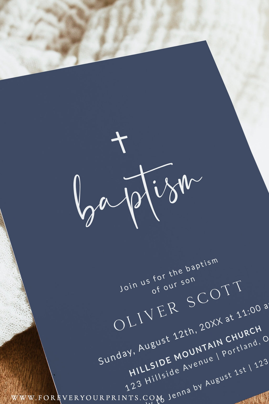 Boy Baptism Invitation | www.foreveryourprints.com