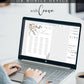 Blush pink floral and greenery wedding seating chart sign template with rose gold calligraphy welcome script and 12 table layout, editable in Canva