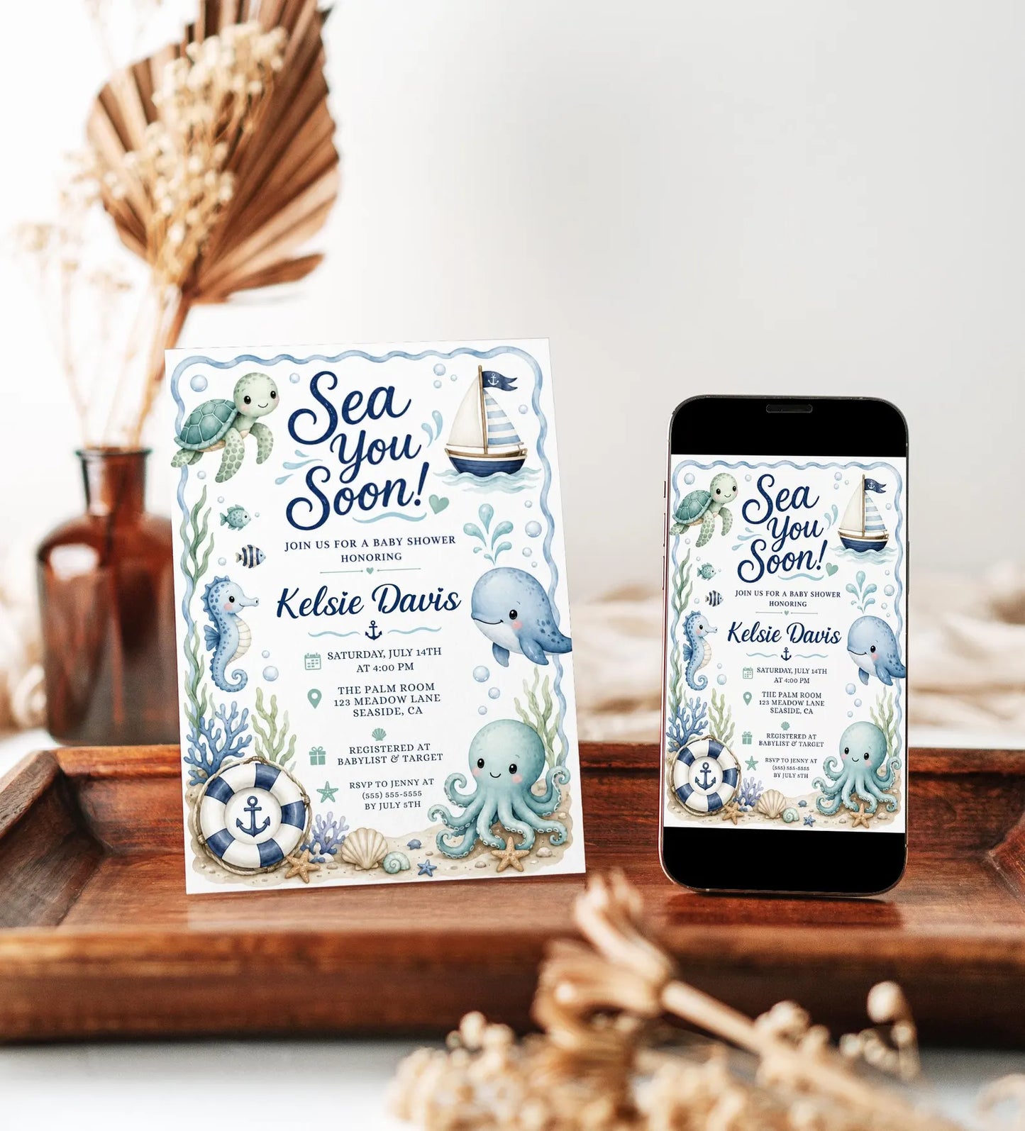 Sea You Soon Nautical Baby Shower Invitation