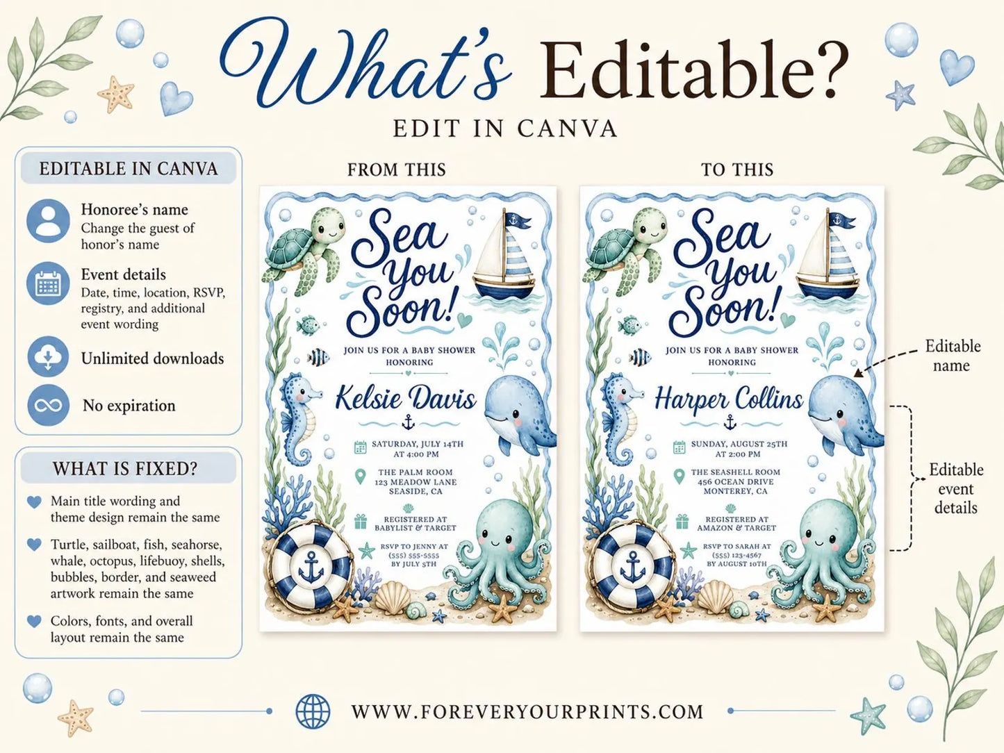 Sea You Soon Nautical Baby Shower Invitation
