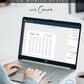 Minimalist white and gray horizontal wedding seating chart template with elegant typography and 21 table layout, editable in Canva