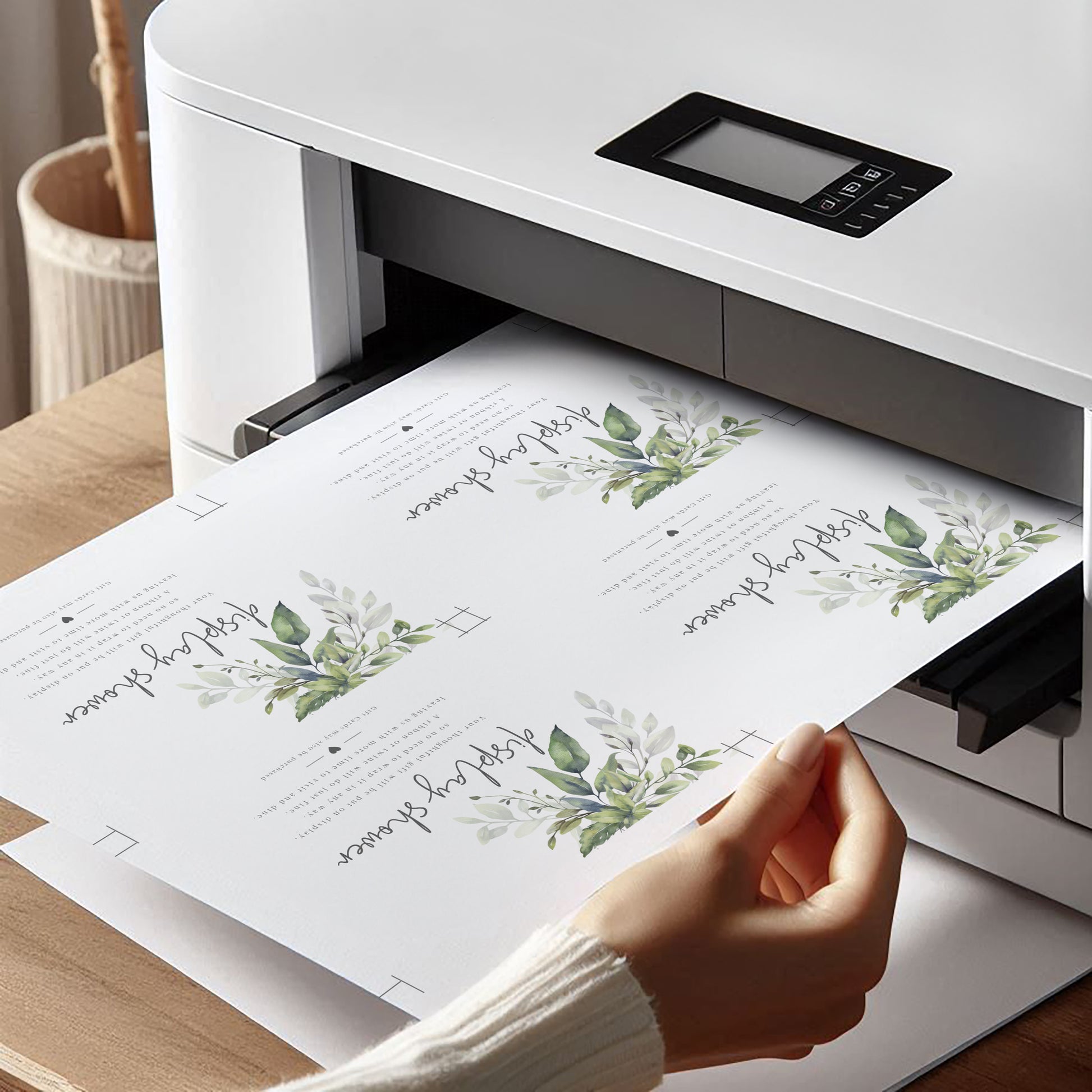 Watercolor greenery display shower insert with elegant modern script | www.foreveryourprints.co