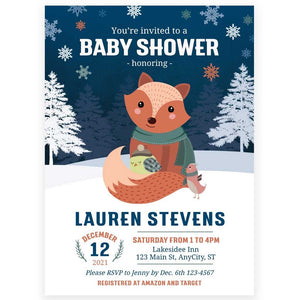 Winter Fox Baby Shower Invitation | www.foreveryourprints.com