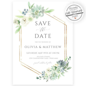 Botanical Save The Date Invitation | www.foreveryourprints.com