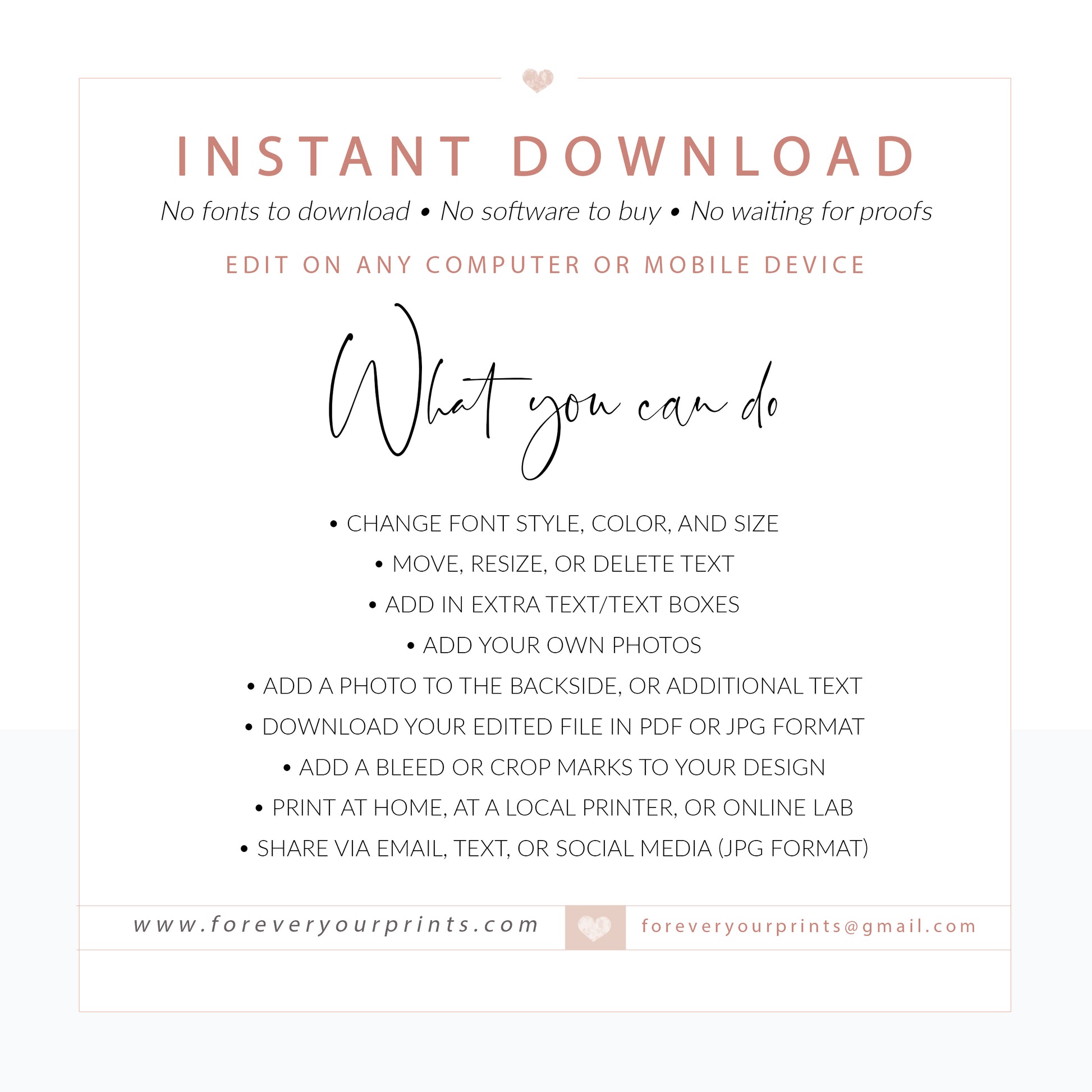 Editable Wedding Invitations with Corjl | www.foreveryourprints.com