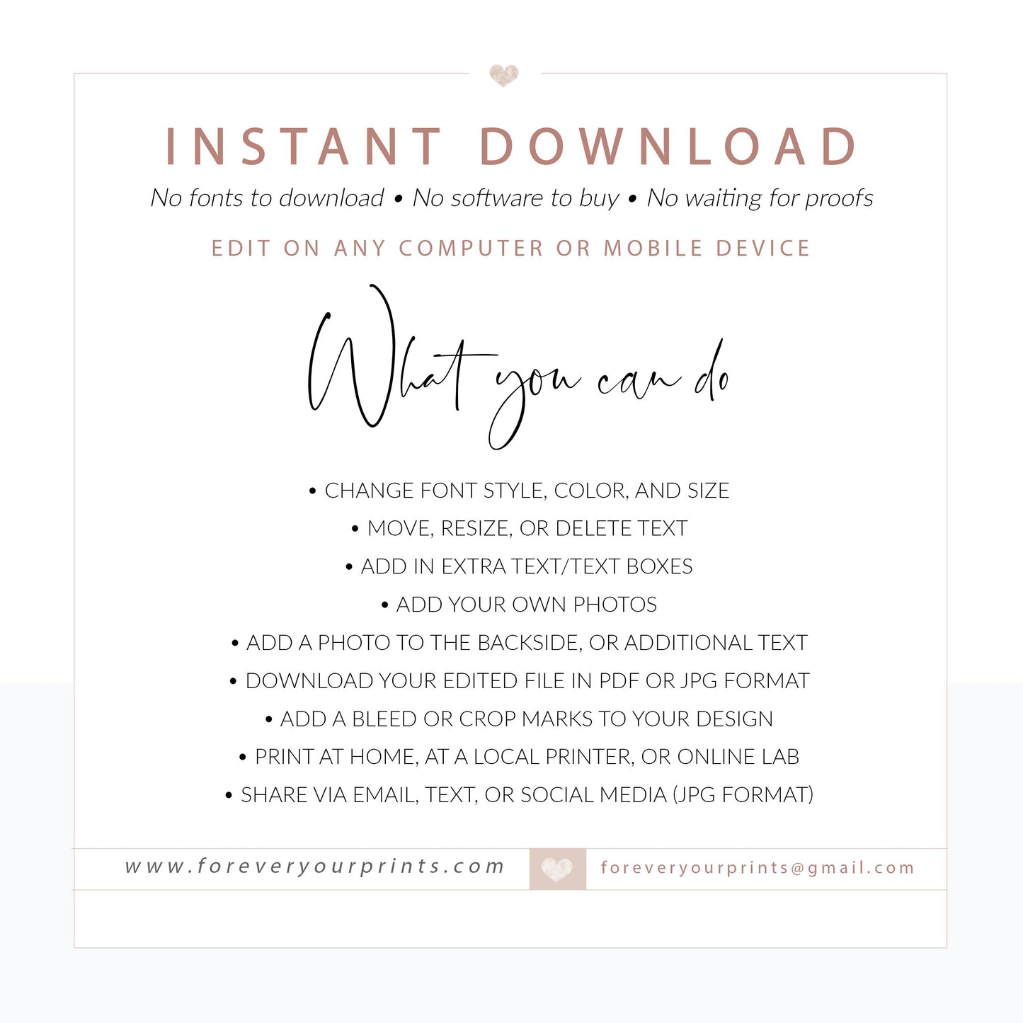 Editable Wedding Invitations with Corjl | www.foreveryourprints.com