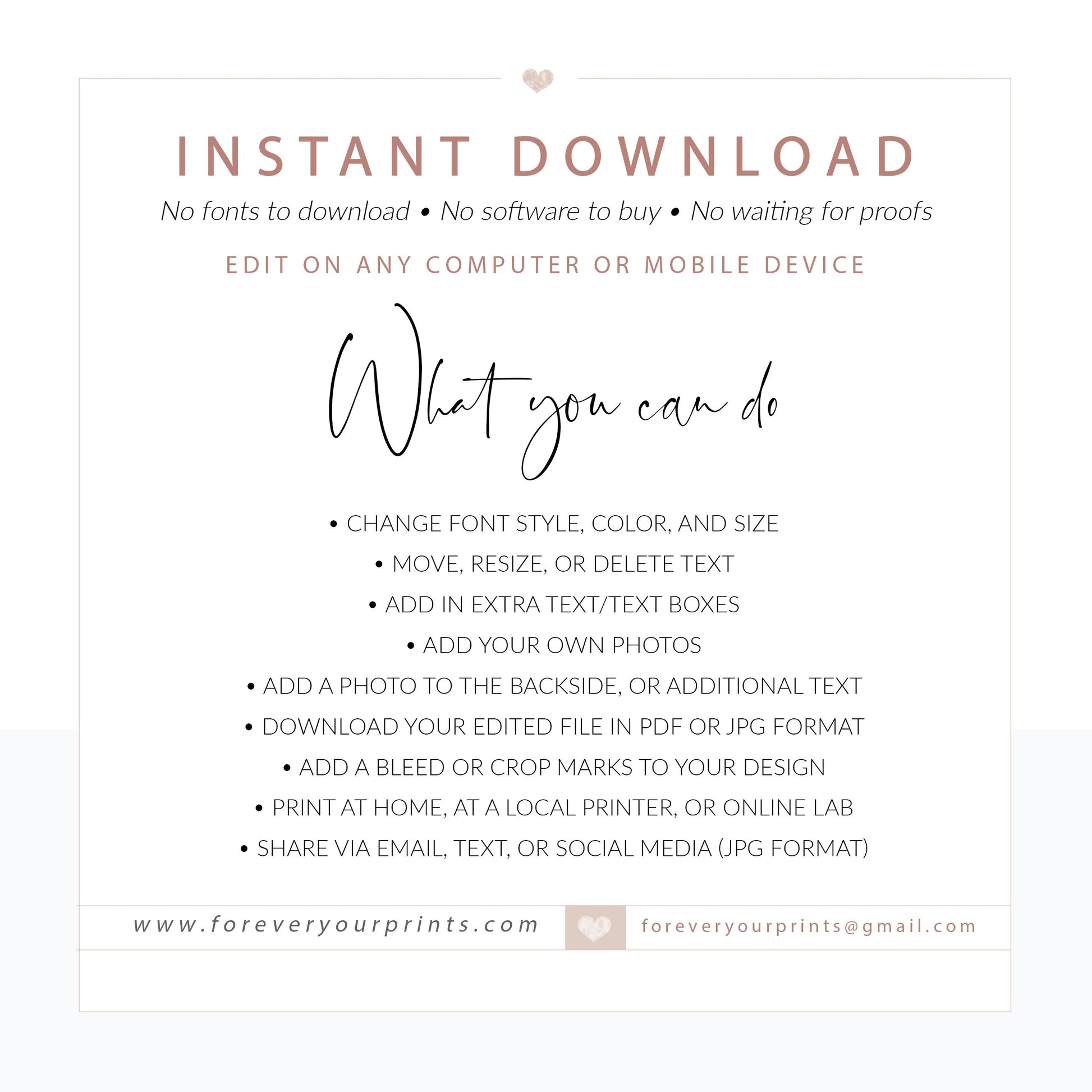 Editable Wedding Invitations with Corjl | www.foreveryourprints.com
