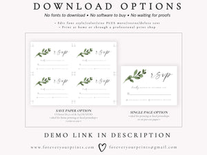 Greenery Wedding RSVP Reply Card | www.foreveryourprints.com