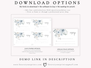 Dusty Blue Floral Wedding RSVP Reply Card | www.foreveryourprints.com