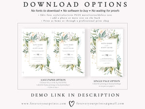 Modern Greenery Wedding Invitation | www.foreveryourprints.com
