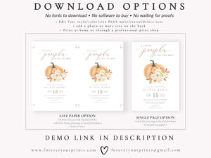 Little Pumpkin Baby Shower Invitation | www.foreveryourprints.com
