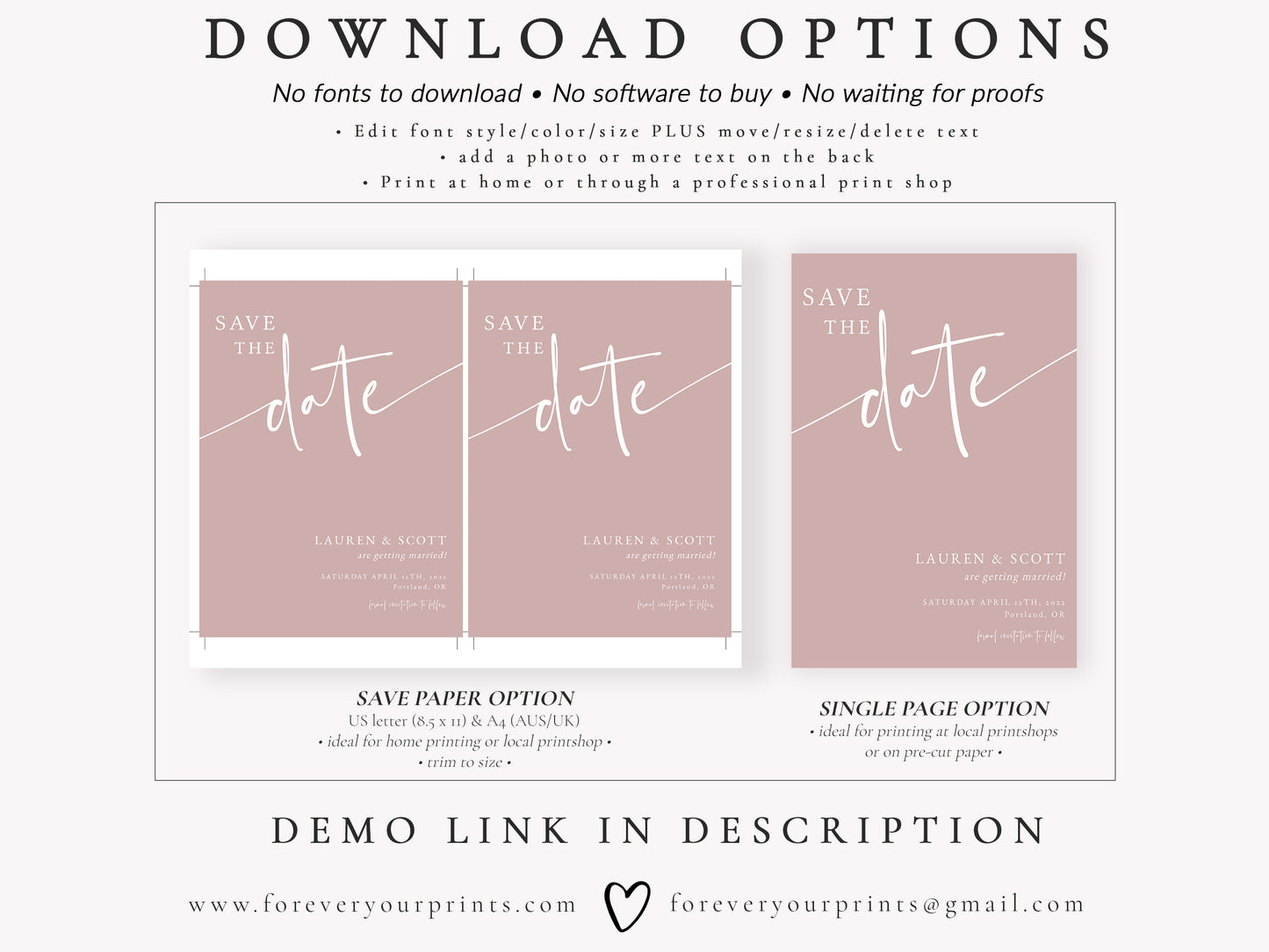 Minimalist Save The Date Invitation | www.foreveryourprints.com