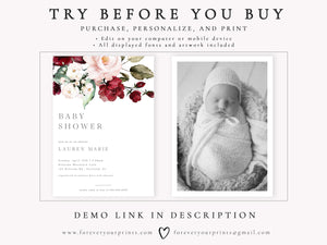 Floral Baby Shower Invitation | www.foreveryourprints.com