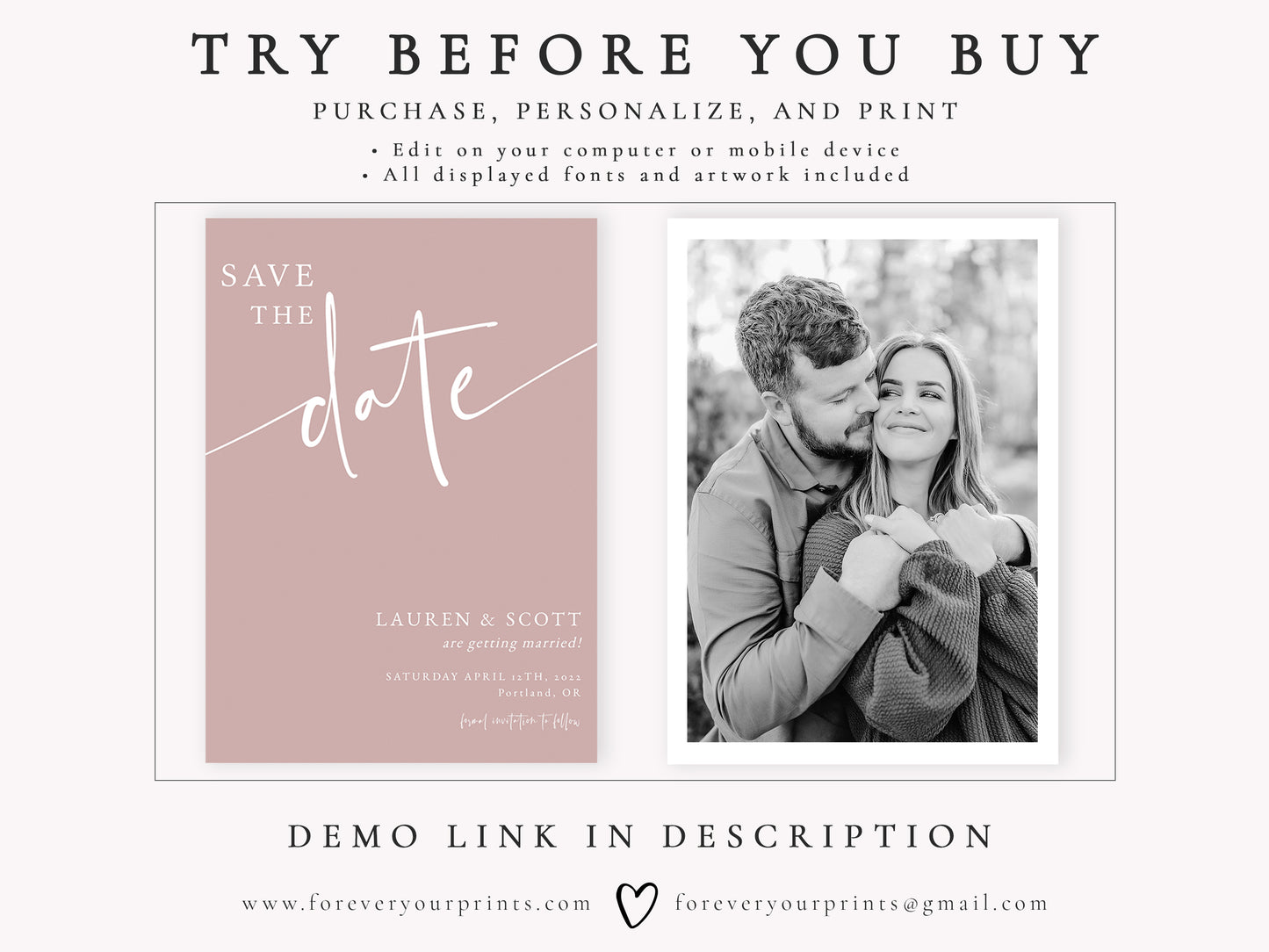 Minimalist Save The Date Invitation | www.foreveryourprints.com