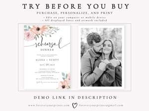 Floral Rehearsal Dinner Invitation | www.foreveryourprints.com