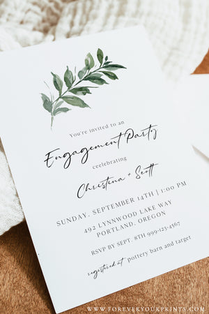 Greenery Engagement Invitation | www.foreveryourprints.com