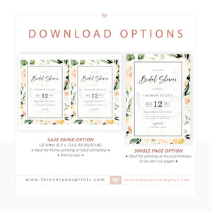 Peach Florals Bridal Shower Invitation | www.foreveryourprints.com