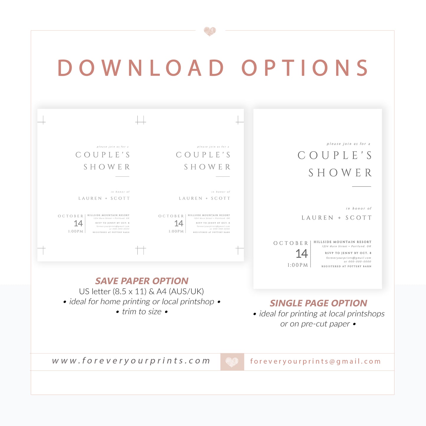 Floral Bridal Shower Invitation | www.foreveryourprints.com