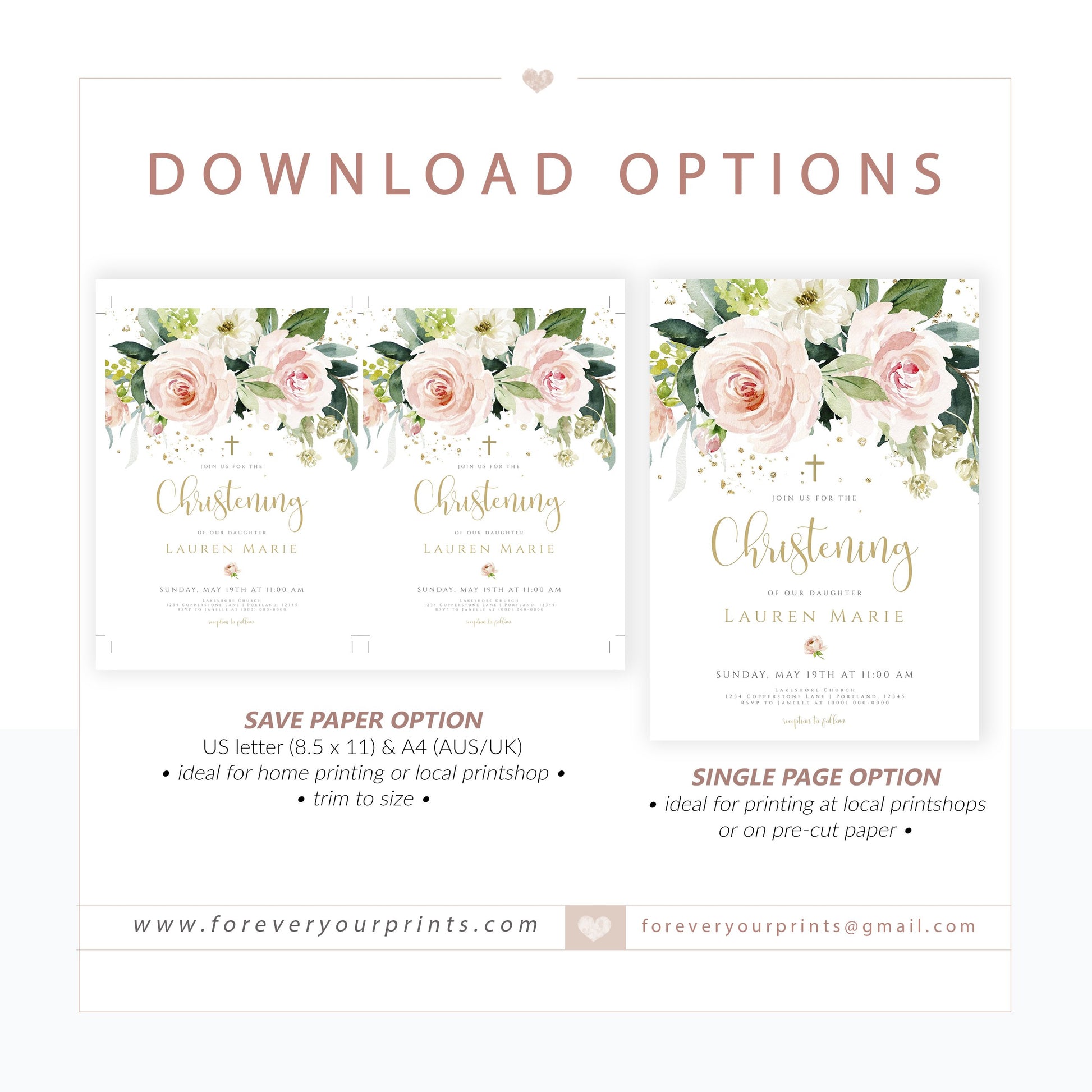 Floral Christening Invitation | Forever Your Prints floral-christening-invitation-forever-your-prints