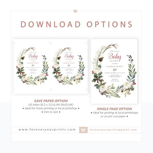 Rustic Winter Baby Shower Invitation | www.foreveryourprints.com