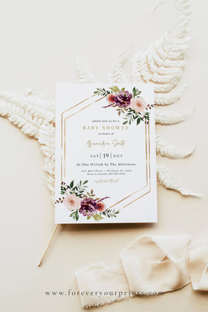 Autumn Florals Baby Shower Invitation | www.foreveryourprints.com